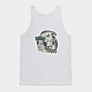 Cute Parasaurolophus Floral Dino Tank Top